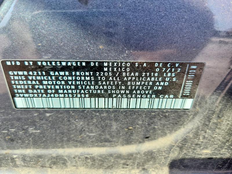 Продаж на аукціоні авто 2013 Volkswagen Jetta, vin: 3VWDX7AJ4DM357856, номер лоту: 58565156
