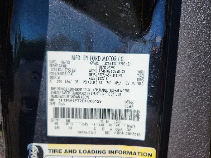 Aukcja sprzedaży 2013 Ford F150, vin: 1FTFW1ET2DFC86129, numer aukcji: 55528396