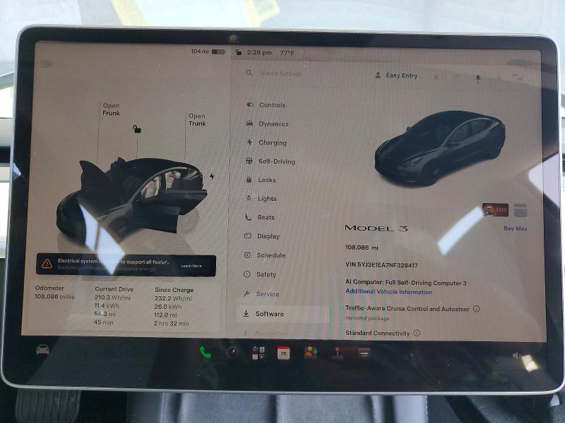 2022 Tesla Model 3 მანქანა იყიდება აუქციონზე, vin: 5YJ3E1EA7NF328417, აუქციონის ნომერი: 58519776