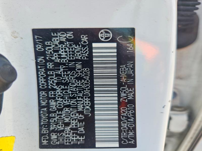 Продаж на аукціоні авто 2017 Toyota Prius, vin: JTDKBRFUXH3054028, номер лоту: 58595836