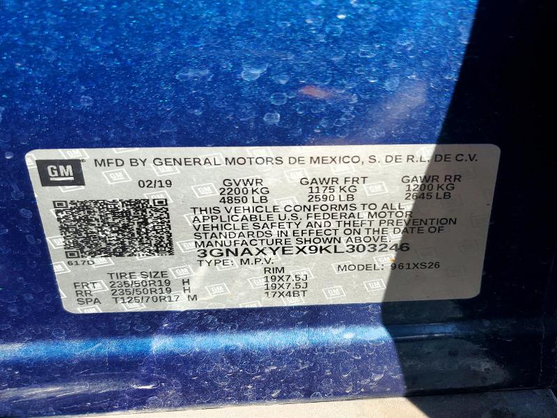 Продаж на аукціоні авто 2019 Chevrolet Equinox, vin: 3GNAXYEX9KL303246, номер лоту: 56089456