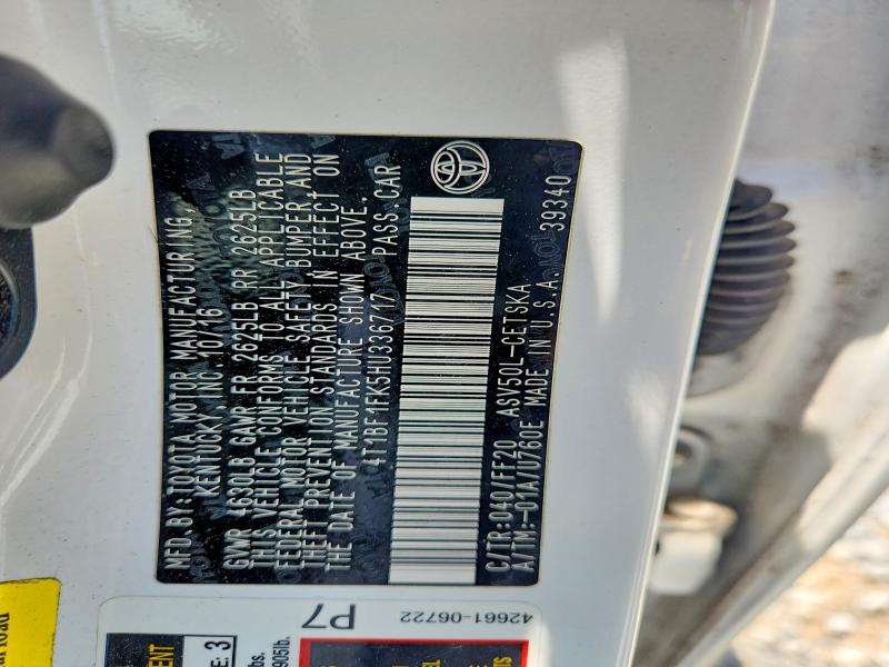Aukcja sprzedaży 2017 Toyota Camry, vin: 4T1BF1FK5HU336717, numer aukcji: 56740336