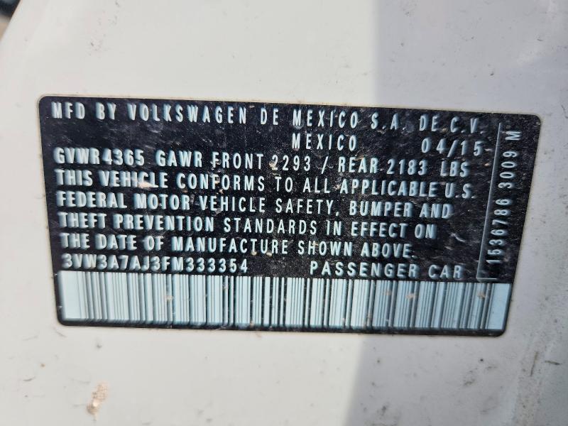 Продажа на аукционе авто 2015 Volkswagen Jetta, vin: 3VW3A7AJ3FM333354, номер лота: 56059066