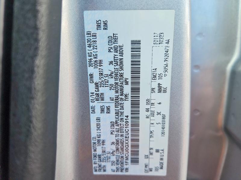 57186276 :رقم المزاد ، 1FMCU0GXXEUC10914 vin ، 2014 Ford Escape مزاد بيع
