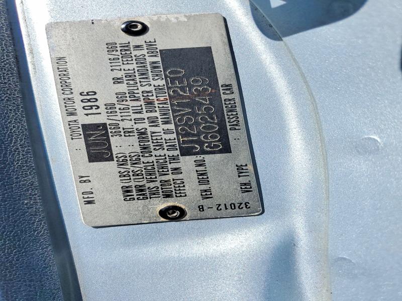 57546246 :رقم المزاد ، JT2SV12E0G6025439 vin ، 1986 Toyota Camry مزاد بيع