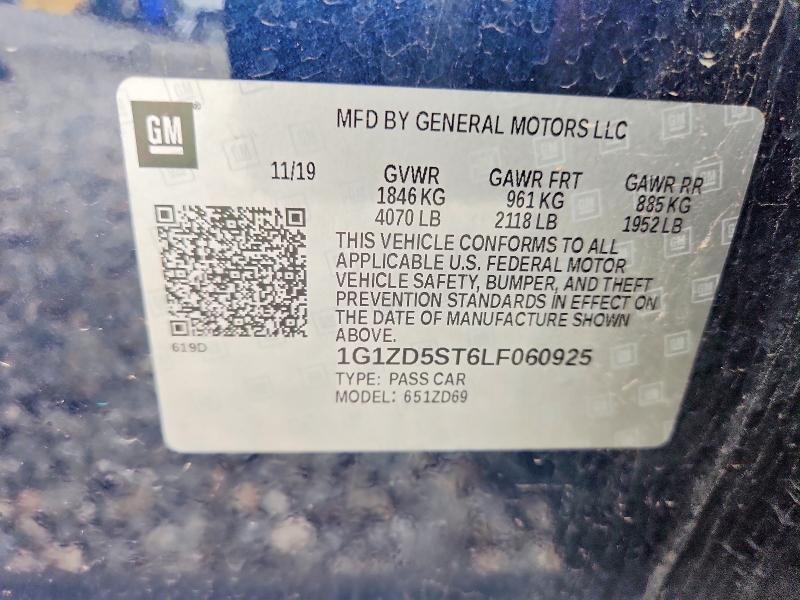 2020 Chevrolet Malibu მანქანა იყიდება აუქციონზე, vin: 1G1ZD5ST6LF060925, აუქციონის ნომერი: 59139686