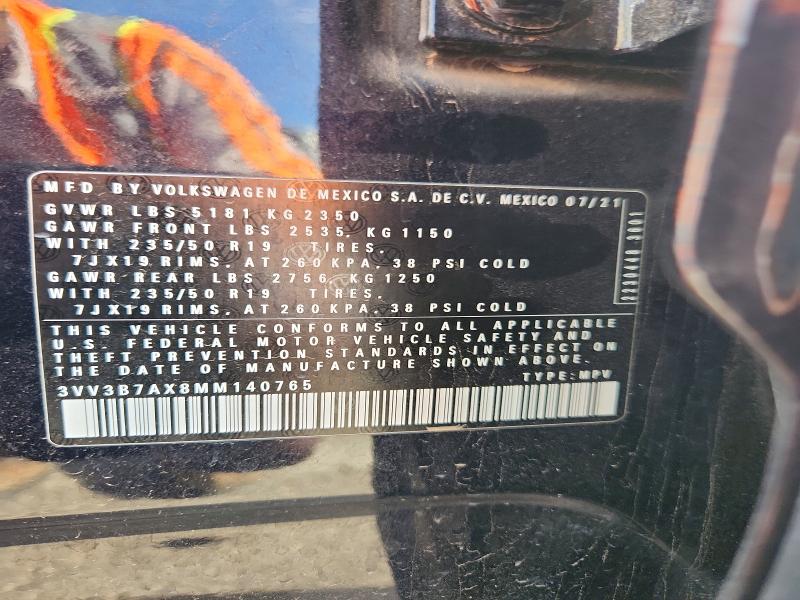 Aukcja sprzedaży 2021 Volkswagen Tiguan, vin: 3VV3B7AX8MM140765, numer aukcji: 58751596