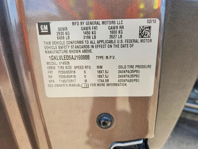 Auction sale of the 2010 Gmc Acadia, vin: 1GKLVLED5AJ190888, lot number: 58519606