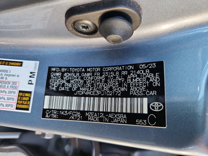 54920986 :رقم المزاد ، JTDP4MCE3PJ102172 vin ، 2023 Toyota Corolla مزاد بيع