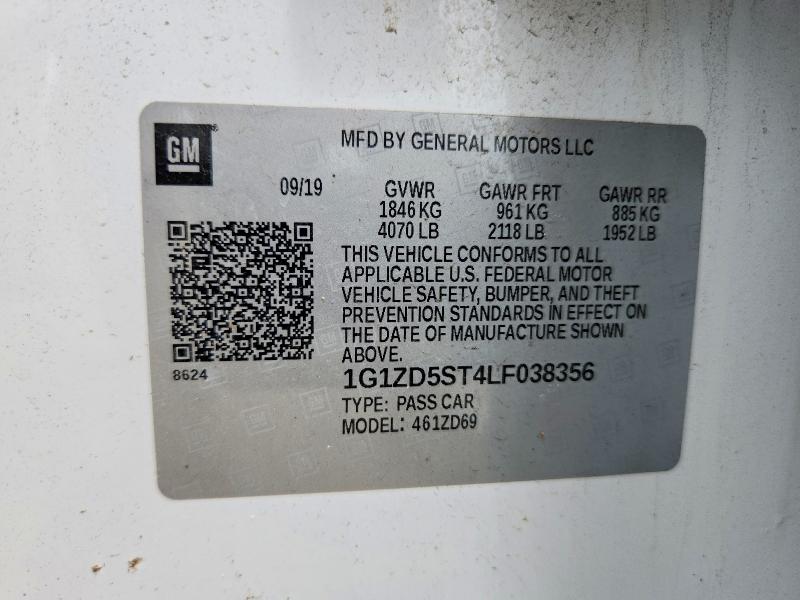 58646816 :رقم المزاد ، 1G1ZD5ST4LF038356 vin ، 2020 Chevrolet Malibu مزاد بيع