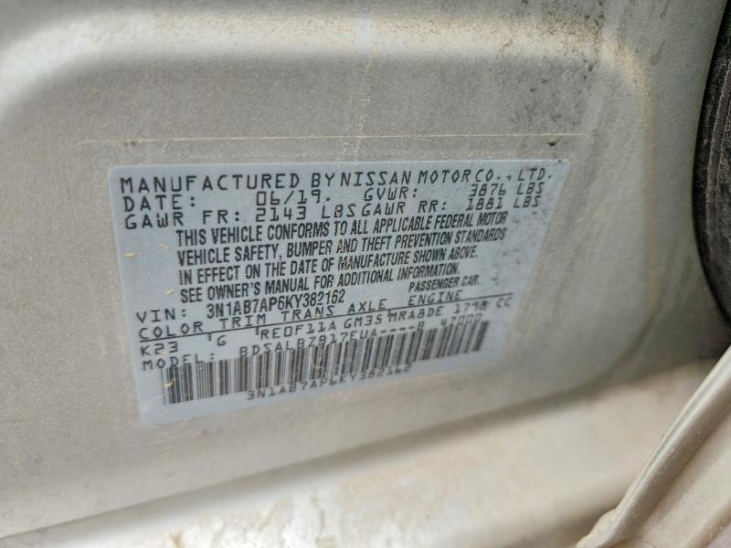 56252426 :رقم المزاد ، 3N1AB7AP6KY382162 vin ، 2019 Nissan Sentra مزاد بيع