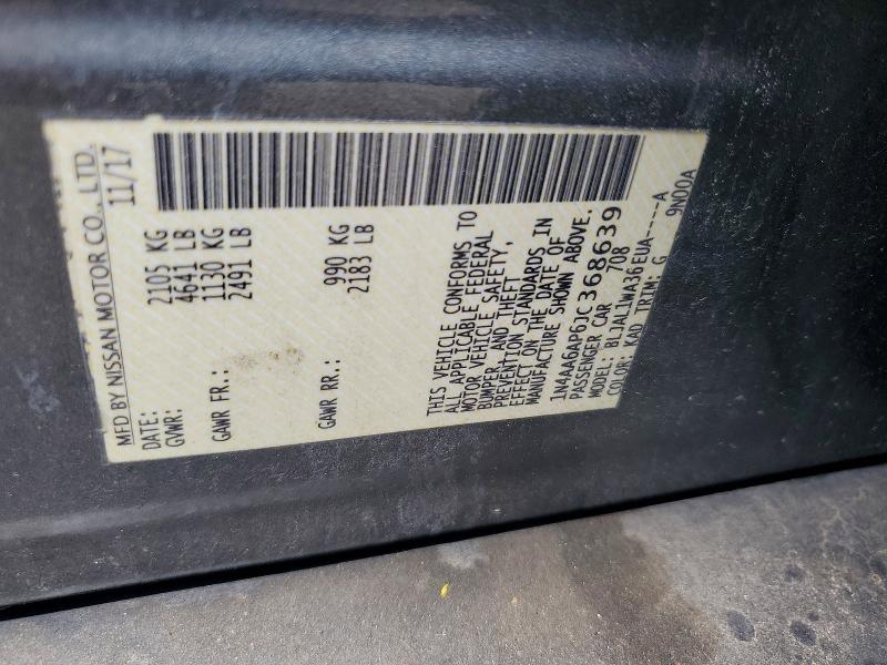 2018 Nissan Maxima მანქანა იყიდება აუქციონზე, vin: 1N4AA6AP6JC368639, აუქციონის ნომერი: 58806026