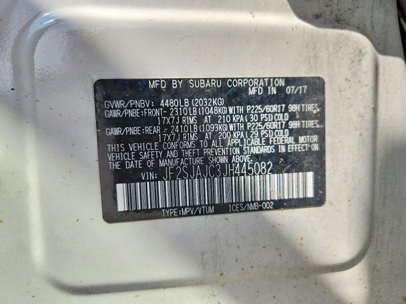 Продаж на аукціоні авто 2018 Subaru Forester, vin: JF2SJAJC3JH445082, номер лоту: 57584896