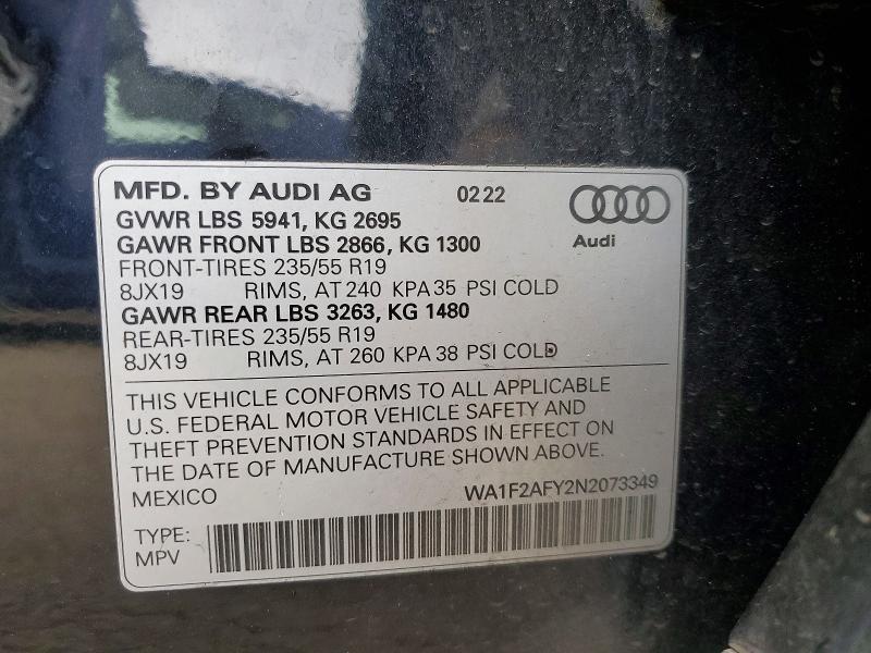 Продаж на аукціоні авто 2022 Audi Q5 E, vin: WA1F2AFY2N2073349, номер лоту: 54888926