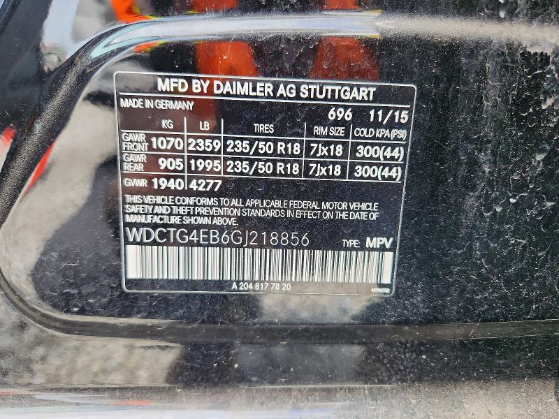 Продажа на аукционе авто 2016 Mercedes-benz Gla, vin: WDCTG4EB6GJ218856, номер лота: 57230976