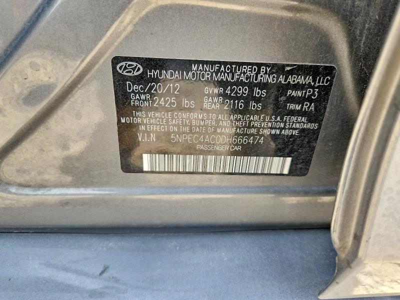 Aukcja sprzedaży 2013 Hyundai Sonata, vin: 5NPEC4AC0DH666474, numer aukcji: 57877156