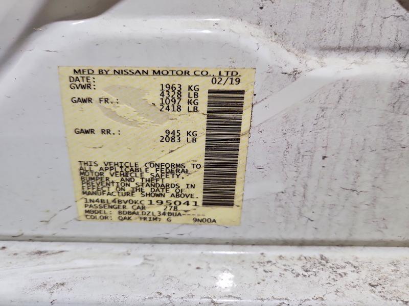 Продаж на аукціоні авто 2019 Nissan Altima, vin: 1N4BL4BV0KC195041, номер лоту: 57634286
