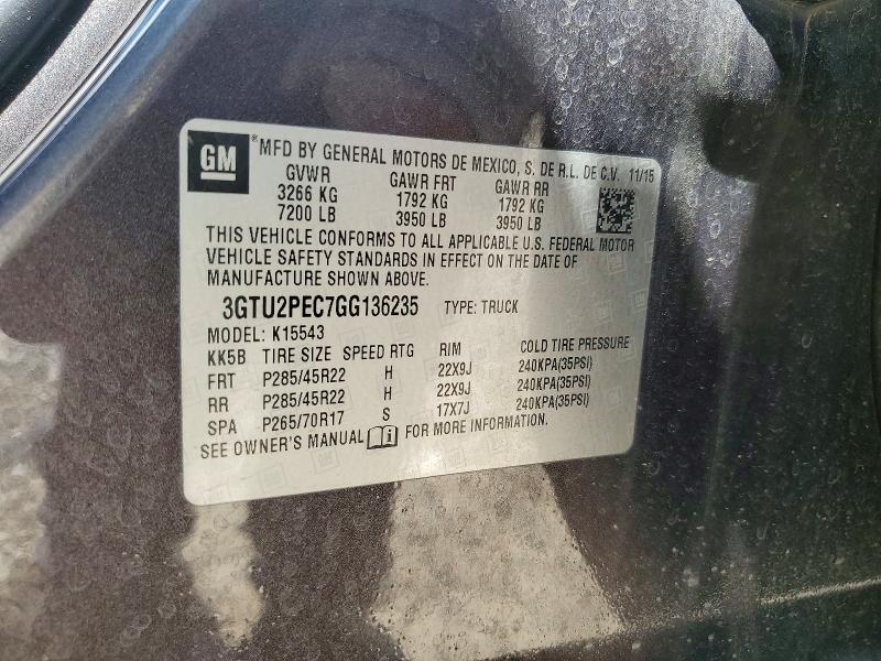 Продажа на аукционе авто 2016 Gmc Sierra, vin: 3GTU2PEC7GG136235, номер лота: 55959356