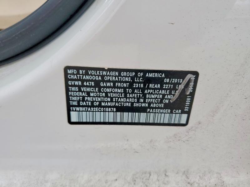 Aukcja sprzedaży 2014 Volkswagen Passat, vin: 1VWBH7A32EC015878, numer aukcji: 56685306