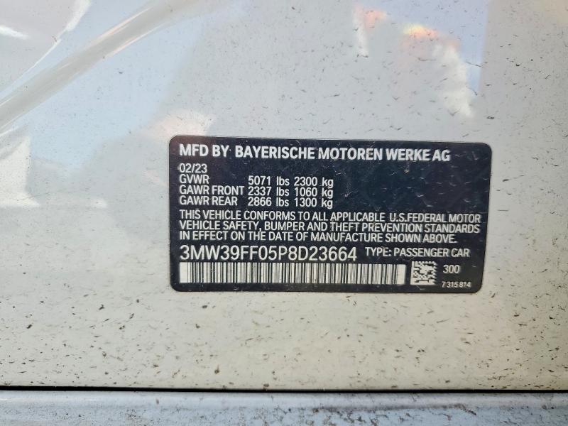 57571346 :رقم المزاد ، 3MW39FF05P8D23664 vin ، 2023 Bmw 330e مزاد بيع