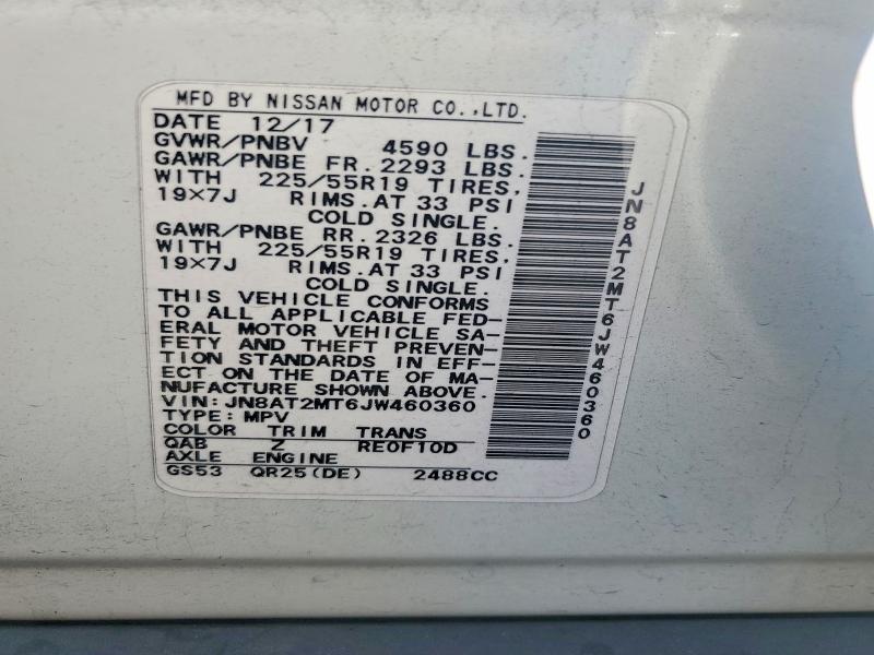 Продаж на аукціоні авто 2018 Nissan Rogue, vin: JN8AT2MT6JW460360, номер лоту: 55653126