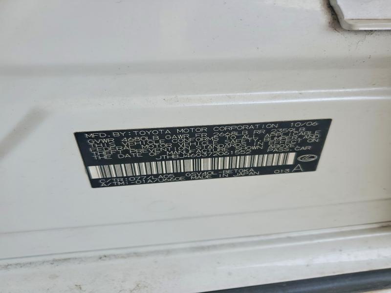 2007 Lexus Es მანქანა იყიდება აუქციონზე, vin: JTHBJ46G372061552, აუქციონის ნომერი: 57545976