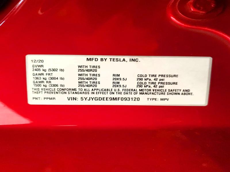 Aukcja sprzedaży 2021 Tesla Model Y, vin: 5YJYGDEE9MF093120, numer aukcji: 57252806