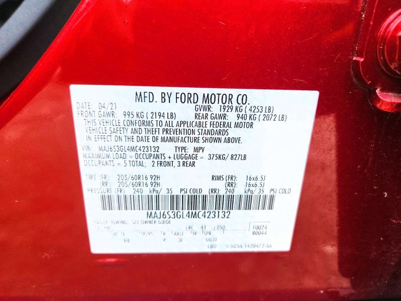 Продажа на аукционе авто 2021 Ford Ecosport, vin: MAJ6S3GL4MC423132, номер лота: 58982166