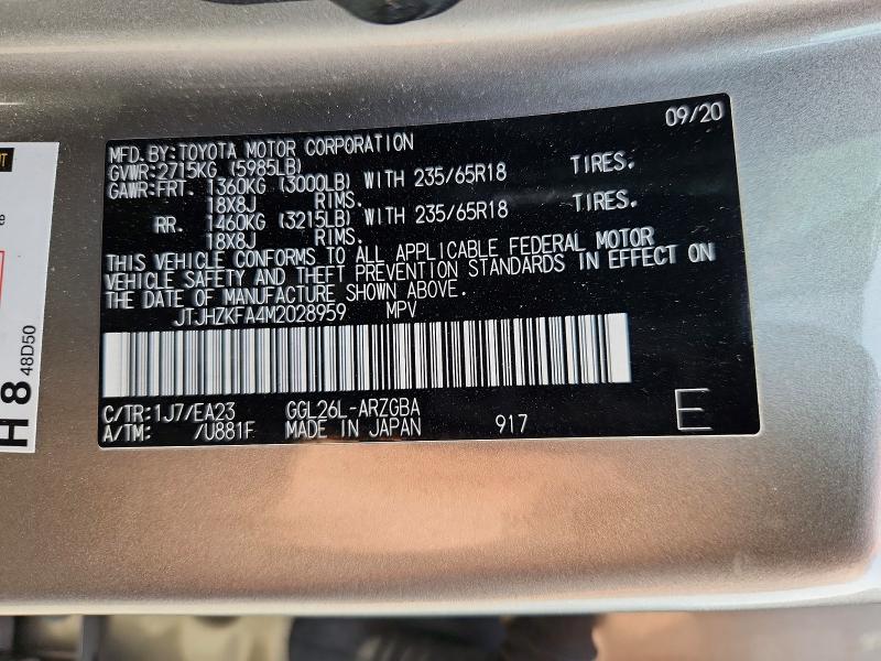 Aukcja sprzedaży 2021 Lexus Rx, vin: JTJHZKFA4M2028959, numer aukcji: 57515016