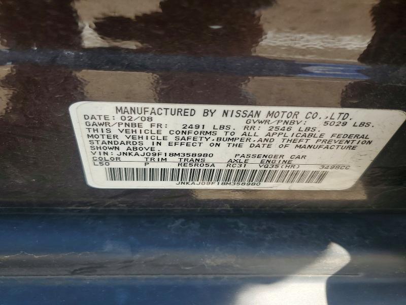 Продажа на аукционе авто 2008 Infiniti Ex35, vin: JNKAJ09F18M358980, номер лота: 58609496