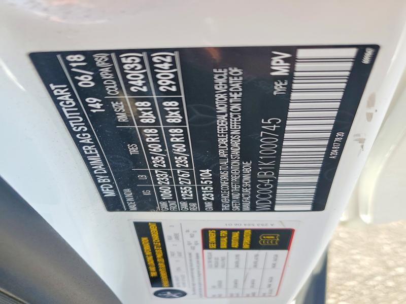 Aukcja sprzedaży 2019 Mercedes-benz Glc, vin: WDC0G4JB1K1000745, numer aukcji: 56191116
