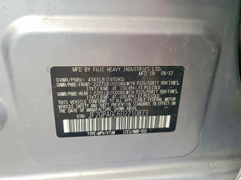 56637986 :رقم المزاد ، JF2GPAGC6D2210873 vin ، 2013 Subaru Xv Crosstrek مزاد بيع