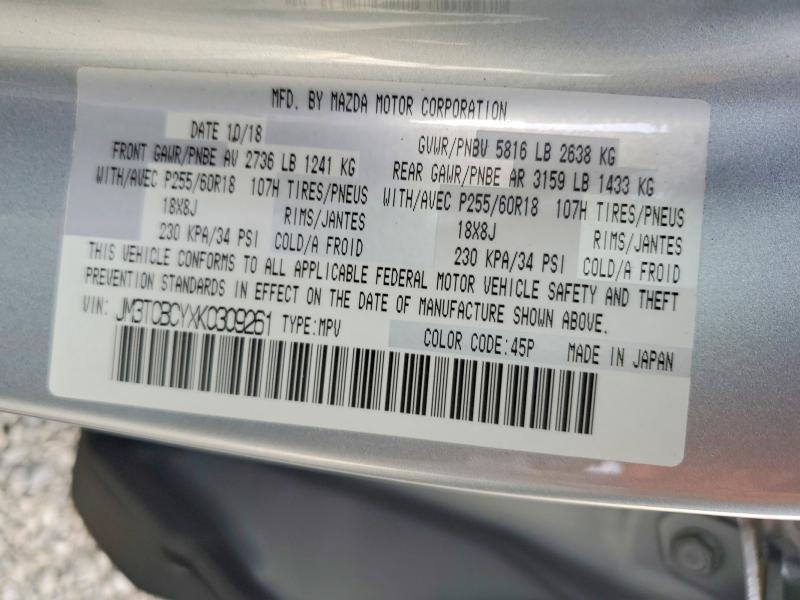 Продажа на аукционе авто 2019 Mazda Cx-9, vin: JM3TCBCYXK0309261, номер лота: 58145776