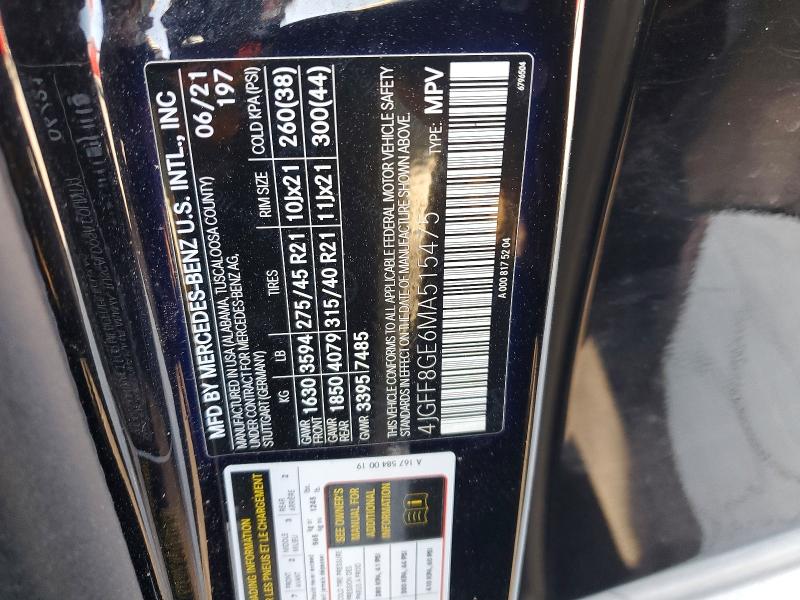 Продаж на аукціоні авто 2021 Mercedes-benz Gls, vin: 4JGFF8GE6MA515475, номер лоту: 59169616
