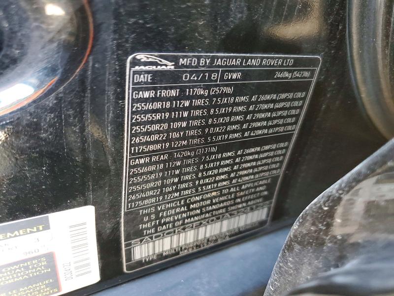 Aukcja sprzedaży 2018 Jaguar F-pace, vin: SADCK2FX0JA324122, numer aukcji: 55675846
