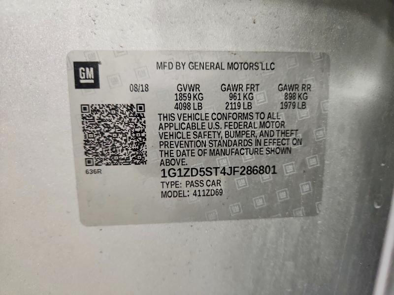 Продаж на аукціоні авто 2018 Chevrolet Malibu, vin: 1G1ZD5ST4JF286801, номер лоту: 58418676