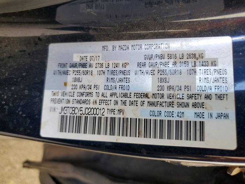 Aukcja sprzedaży 2018 Mazda Cx-9, vin: JM3TCBCY5J0200012, numer aukcji: 56328156