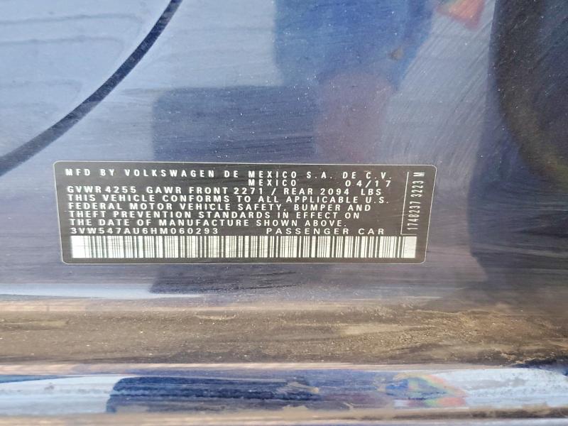 56095176 :رقم المزاد ، 3VW547AU6HM060293 vin ، 2017 Volkswagen Gti مزاد بيع