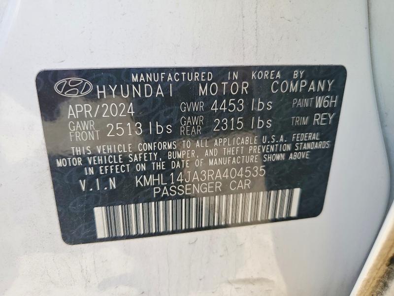 54557236 :رقم المزاد ، KMHL14JA3RA404535 vin ، 2024 Hyundai Sonata مزاد بيع