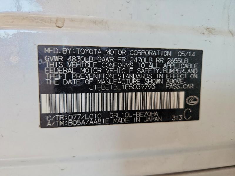 Продаж на аукціоні авто 2014 Lexus Gs, vin: JTHBE1BL1E5039793, номер лоту: 59539116