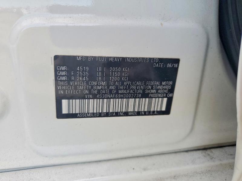 56963876 :رقم المزاد ، 4S3BNAF69H3002738 vin ، 2017 Subaru Legacy مزاد بيع