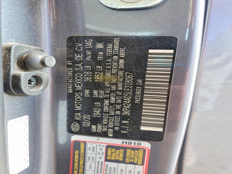 2020 Kia Rio მანქანა იყიდება აუქციონზე, vin: 3KPA24AD5LE318067, აუქციონის ნომერი: 55928426
