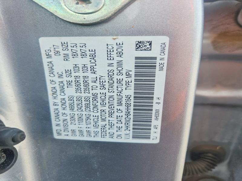 56519016 :رقم المزاد ، 2HKRW2H84HH681645 vin ، 2017 Honda Cr-v مزاد بيع