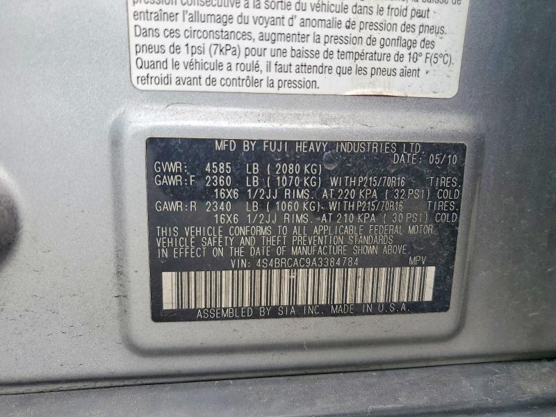 Продажа на аукционе авто 2010 Subaru Outback, vin: 4S4BRCAC9A3384784, номер лота: 55216266