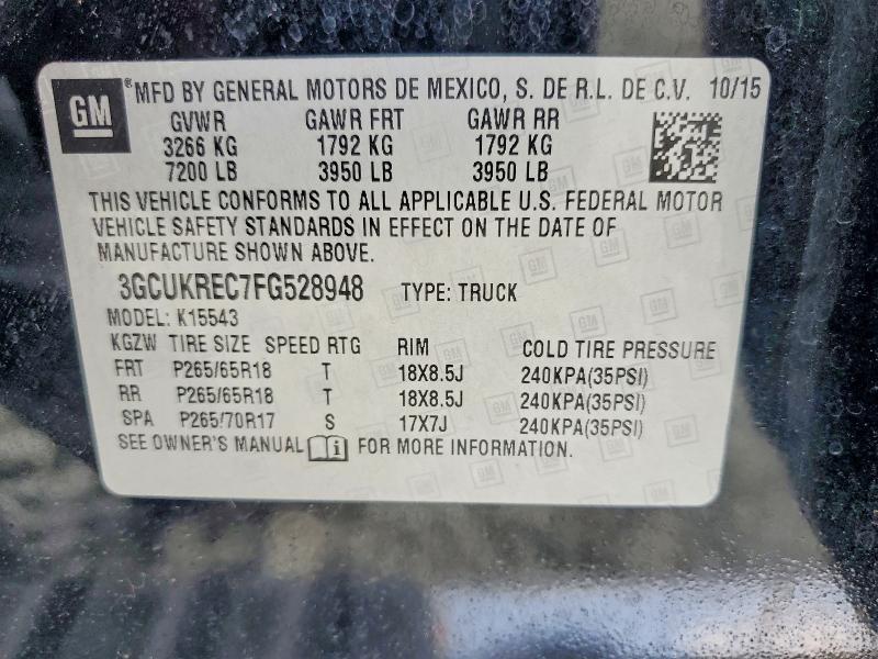 59118766 :رقم المزاد ، 3GCUKREC7FG528948 vin ، 2015 Chevrolet Silverado مزاد بيع
