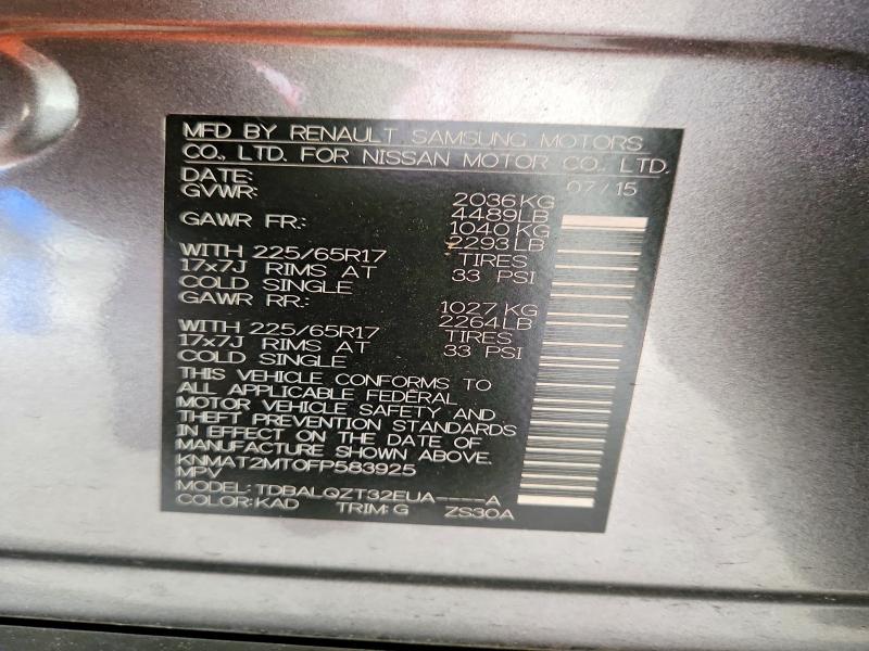 Aukcja sprzedaży 2015 Nissan Rogue, vin: KNMAT2MT0FP583925, numer aukcji: 55613086