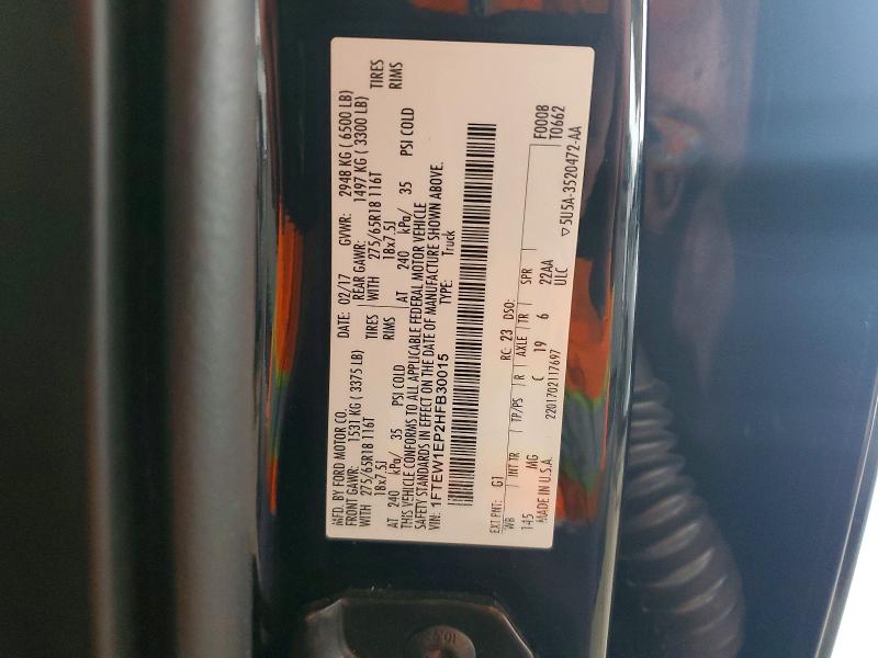 2017 Ford F150 მანქანა იყიდება აუქციონზე, vin: 1FTEW1EP2HFB30015, აუქციონის ნომერი: 56335796