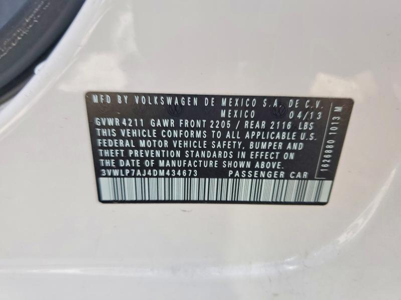 Продажа на аукционе авто 2013 Volkswagen Jetta, vin: 3VWLP7AJ4DM434673, номер лота: 58895686