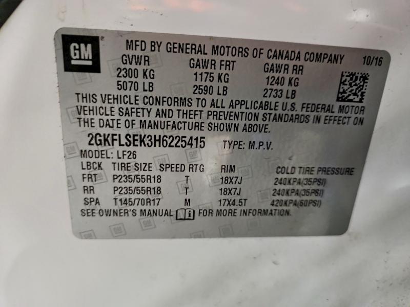 Aukcja sprzedaży 2017 Gmc Terrain, vin: 2GKFLSEK3H6225415, numer aukcji: 59011066
