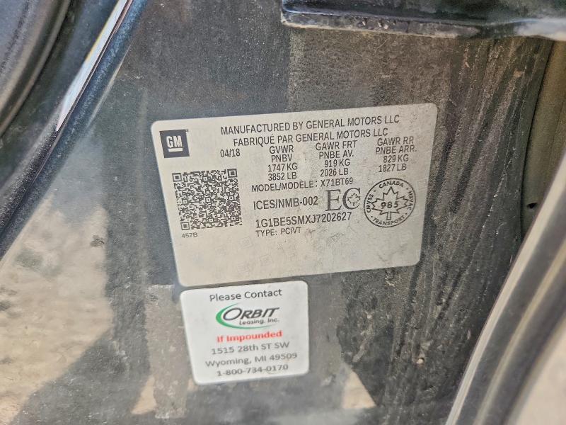 55510936 :رقم المزاد ، 1G1BE5SMXJ7202627 vin ، 2018 Chevrolet Cruze مزاد بيع